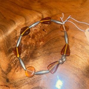 One of a Kind Homemade bracelet with sliver and glass beads